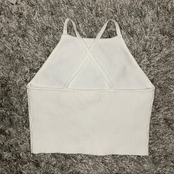 NWT Pac Sun L.A. Hearts White Ribbed Cross Back Crop Top - Picture 2 of 4